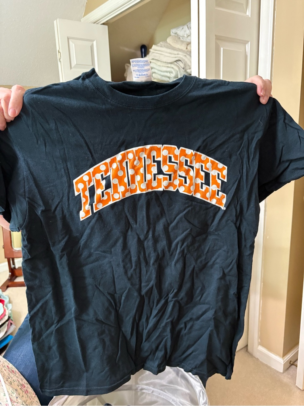 University of Tennessee Graphic Tee in Black with Orange Lettering